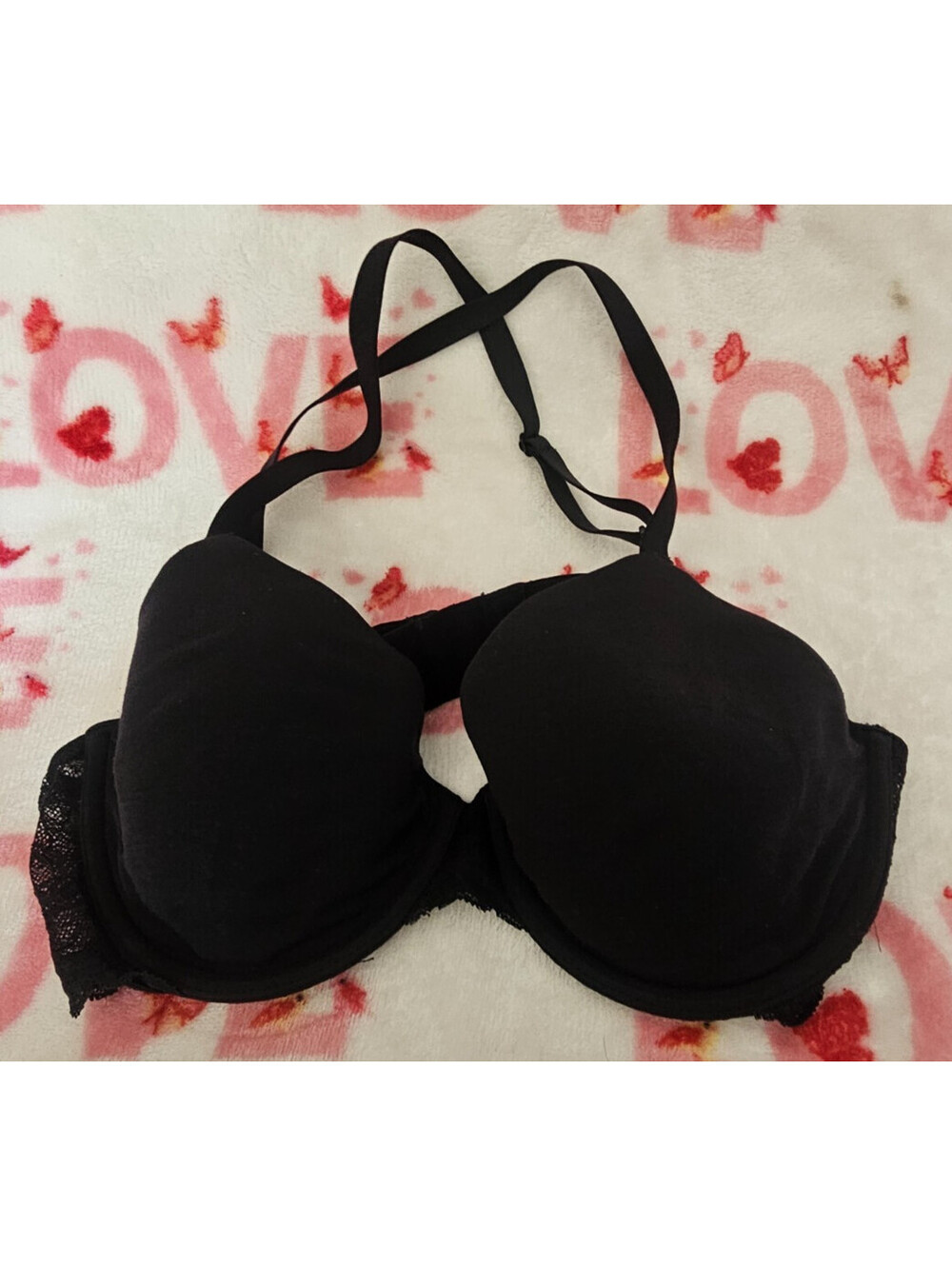Women's Gap Body Bra Black Underwire Lightly Pad Sz 34C Fav Coverage Cross Back